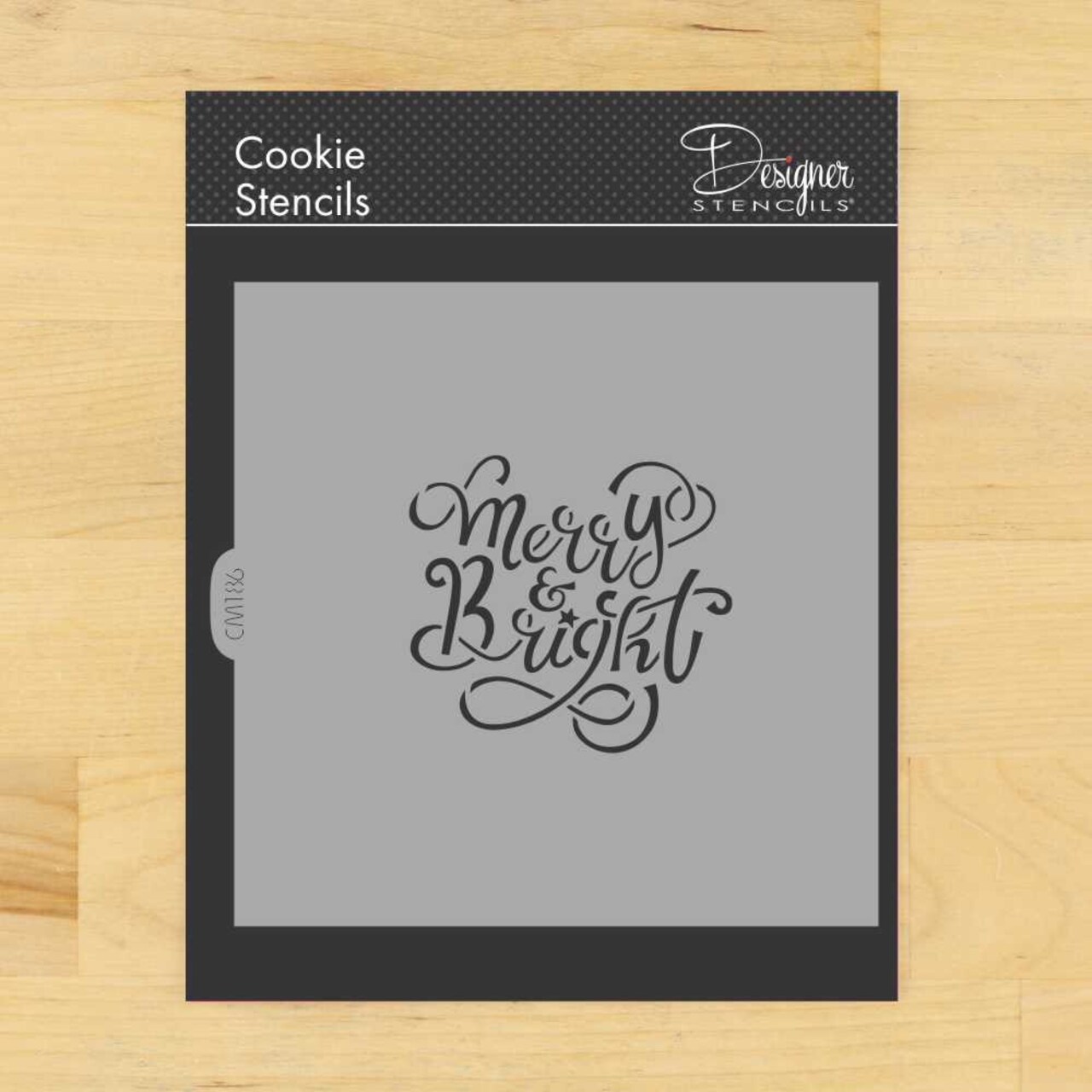 Merry & Bright Cookie & Craft Stencil | CM186 by Designer Stencils | Cookie Decorating Tools |